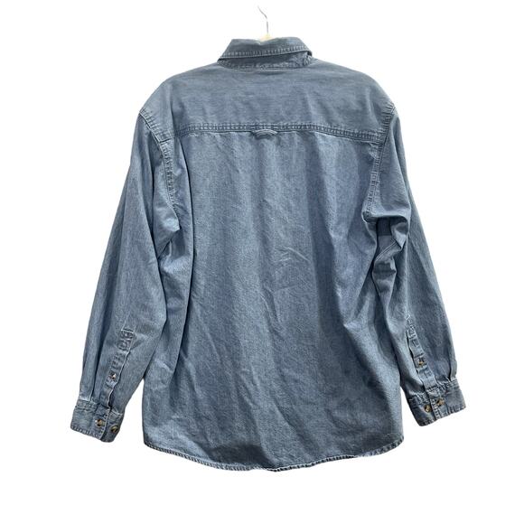 Planet Mars M&M Size S Shirt Button Up Long Sleeve Blue Pointe Chambray Denim - Picture 3 of 12